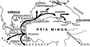 Map 1: Miletos and its colonies on the Pontic coast (Hionides 1996, p. 35)