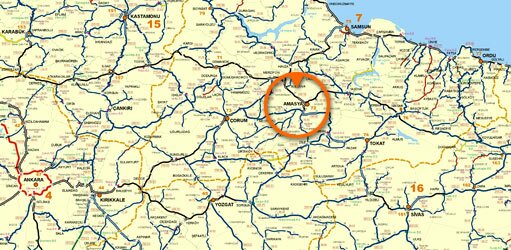 Amasya haritasi AMASYA NEREDE TRKYE