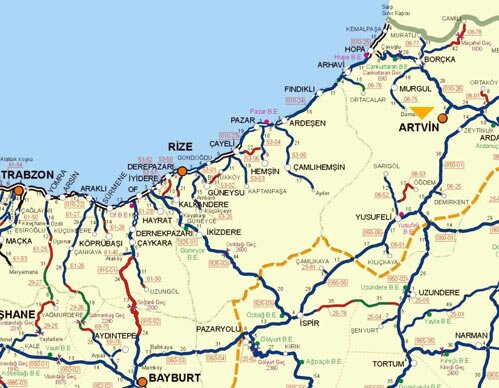 Artvin ulaşım bilgileri ve Haritaları artvin map